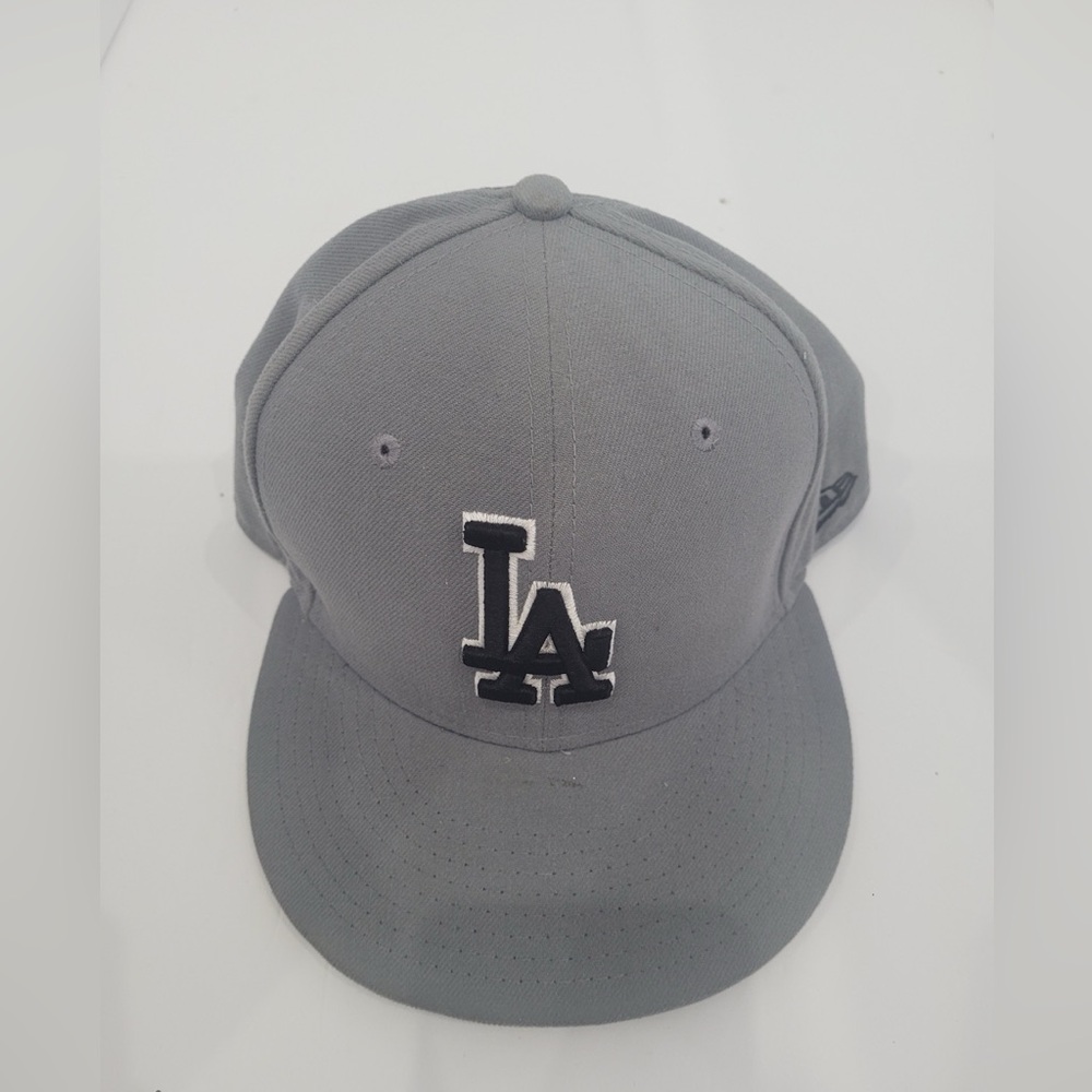New Era Los Angeles Dodgers Fitted Hat Size 7 5/8 Grey MLB